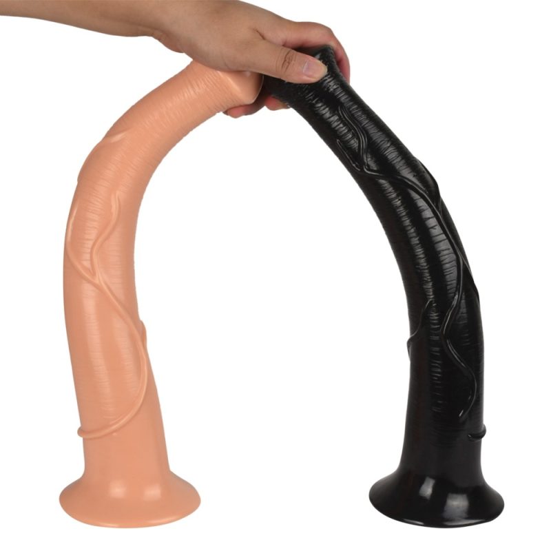Dildo and vibrator set for adult pleasure, realistic silicone texture, dual-ended sex toy for couples and solo use.