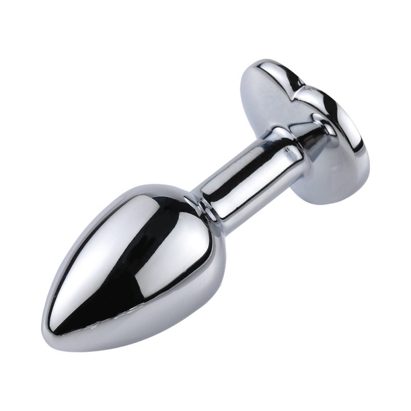 Metallic Heart-Shaped Anal Plug for Adult Pleasure, Stainless Steel, Discreet Design.