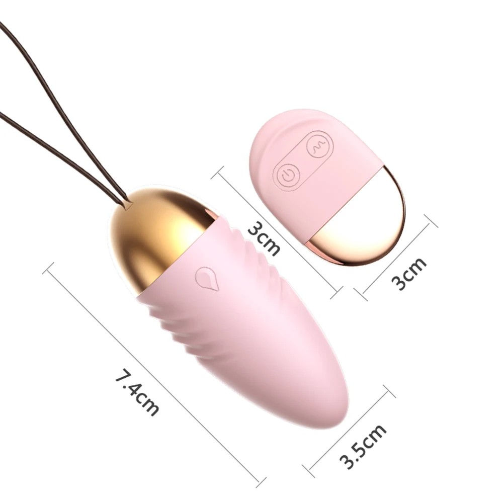 Pink silicone vibrating egg with remote control, discreet size, and multiple vibration functions.