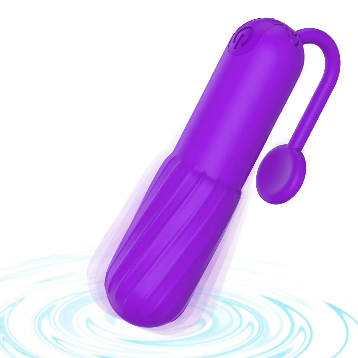 Violet waterproof vibrator with clitoral stimulator for adult pleasure.