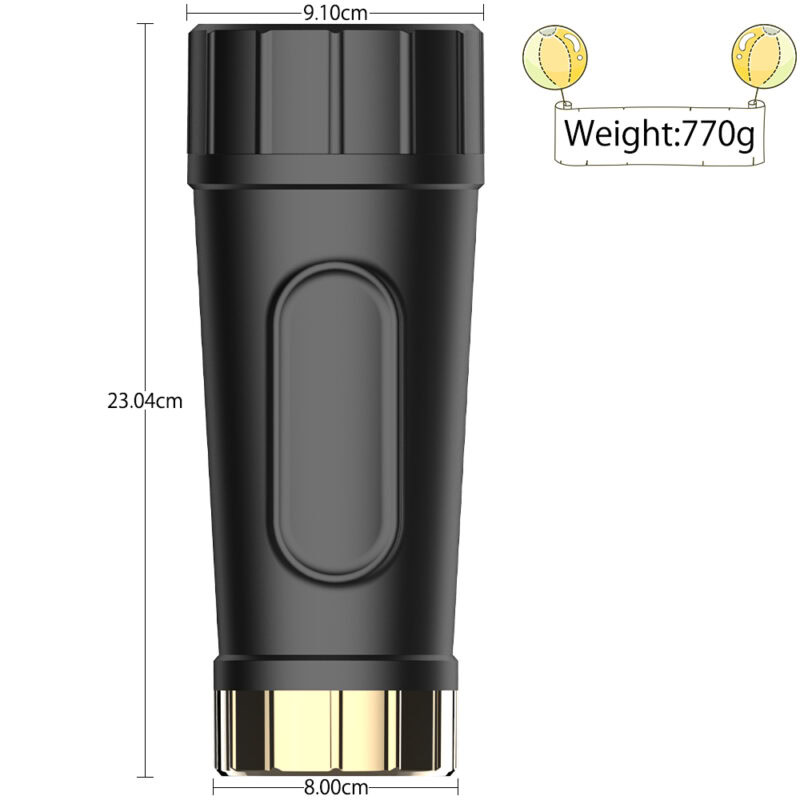 Vibrator with black body and gold accent, compact and ergonomic design for enhanced pleasure.