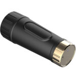 Adult sex toy vibrator for intimate pleasure and stimulation. Discreet, ergonomic design with gold a.