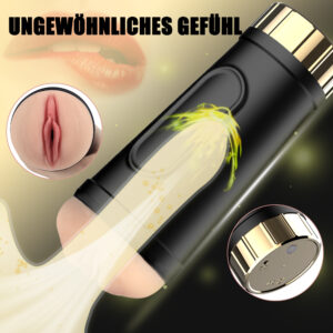 Innovative black and gold sex toy with glowing features for enhanced pleasure.