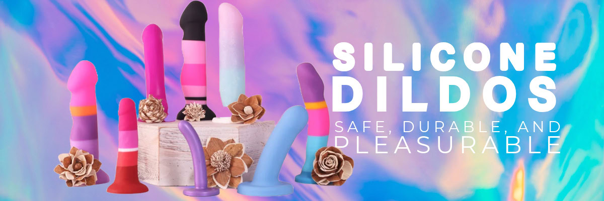 Silicone dildo collection display with colorful and realistic designs for adult pleasure use.