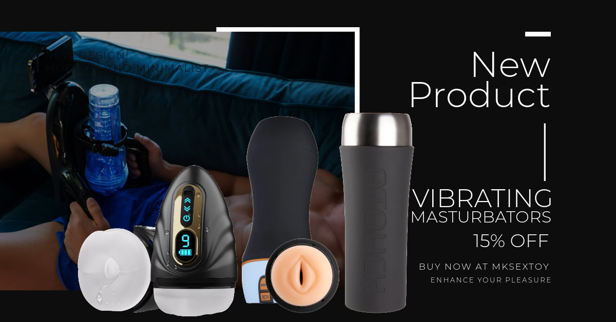 Small vibrating masturbator toy for men, sleek black design with digital controls and durable material.