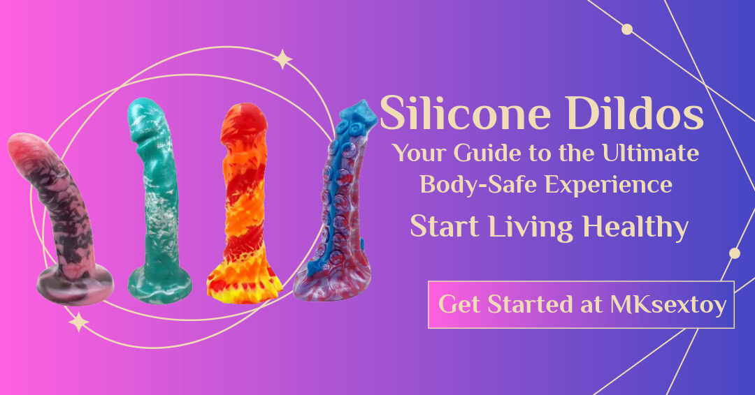 Silicone dildo image for sex toy products, vibrant colorful silicone dildos for adult pleasure.