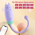 Silicone sex toy with 10 vibration modes and app control for enhanced pleasure.