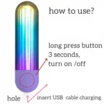 LED vibrating light with power button for mood enhancement.