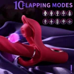 Pink sex toy with 10 flapping modes for enhanced pleasure and stimulation.