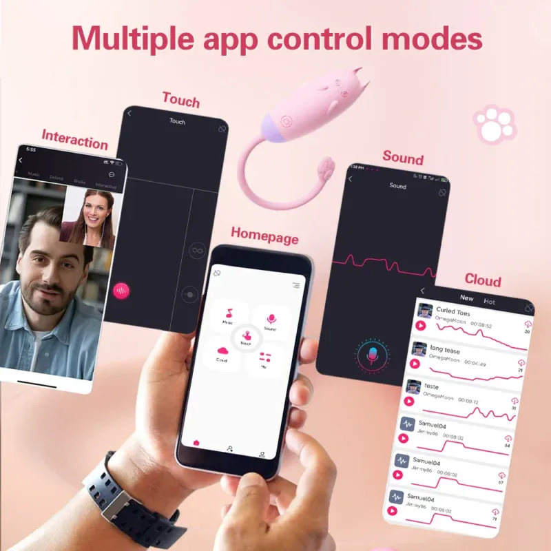 Wireless app control for MK Sex Toy with multiple modes and remote access.