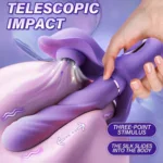Purple telescope impact sex toy with three-point stimulus and silk slide design for enhanced pleasur.
