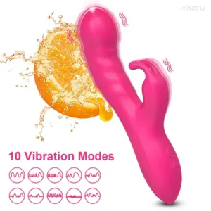 Pink G-Spot vibrator with 10 vibration modes, waterproof design, and ergonomic shape for enhanced pl.