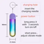 Vibrating sex toy with charging hole and power button, compact design, ideal for personal pleasure a.