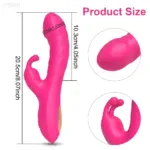 Pink curved vibrator with clitoral stimulator, 20.5cm length, 3.5cm diameter, ergonomic design for p.