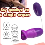 Compact vibrator with O-shaped fish mouth and Q elastic for intense pleasure.