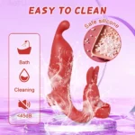 Dual silicone vibrator with waterproof design and easy cleaning for enhanced pleasure.