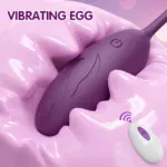 Purple vibrating egg sex toy with remote control for enhanced pleasure.
