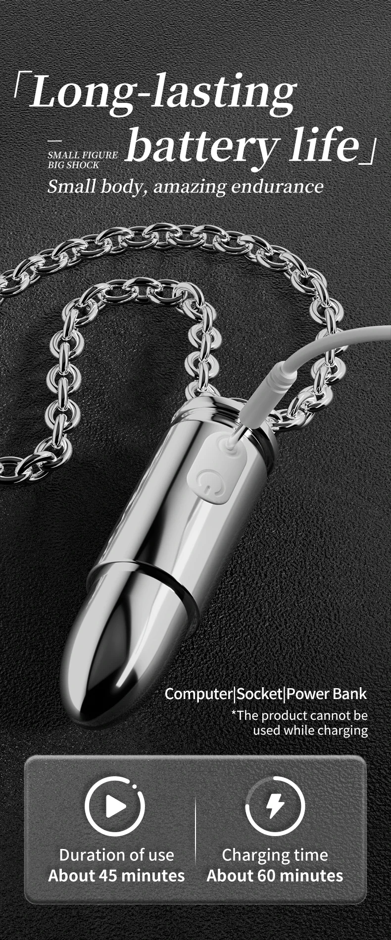 Silver Bullet Vibrator Necklace Mini Wearable G-Spot Toy kf S79803a34490a499db7df94ae47bbb103B 26 kf S79803a34490a499db7df94ae47bbb103B