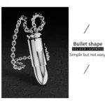 Silver bullet vibrator with chain necklace, ideal for intimate adult pleasure and discreet use.