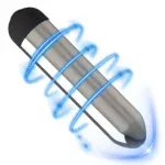Vibrating bullet sex toy with blue energy effects for enhanced pleasure.