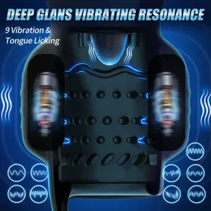 Deep glans vibrating resonance with 9 modes and tongue licking feature.