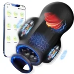 App-controlled male masturbator with 3 motors and 10 modes for enhanced pleasure.
