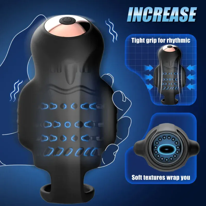 App-controlled male masturbator with 3 motors and 10 modes for enhanced pleasure.
