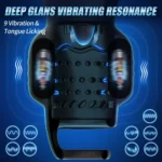 App-controlled male masturbator with vibrating and tongue licking features.
