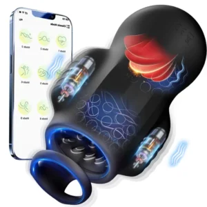 App-controlled male masturbator with 3 motors and 10 modes for enhanced pleasure.