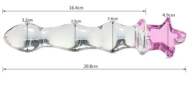 Beaded Glass Dildo with Pink Charm Handle, 4 Designs Beaded Glass Dildo with Pink Charm Handle 4 Designs 6 e1787456026178 15 Beaded glass dildo with pink star-shaped handle for adult pleasure.
