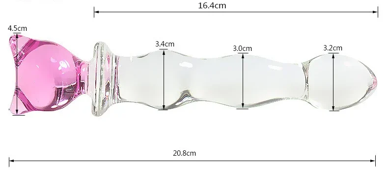 Beaded Glass Dildo with Pink Charm Handle, 4 Designs Beaded Glass Dildo with Pink Charm Handle 4 Designs 8 e1787455973708 13 Beaded glass dildo with pink charm handle and detailed measurements for adult pleasure.