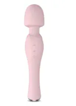 Pink flexible head wand vibrator with control buttons for modes and intensity.