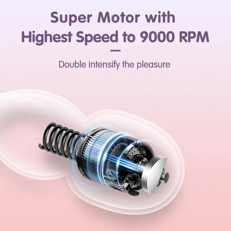 High-speed motor with 9000 RPM for intense pleasure.