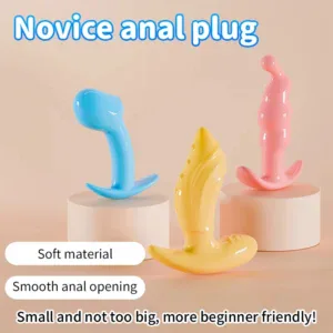 Colorful novice anal plugs made of soft material for beginners.