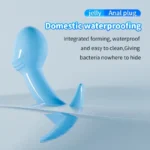 Blue waterproof anal plug with integrated design for easy cleaning and hygiene.