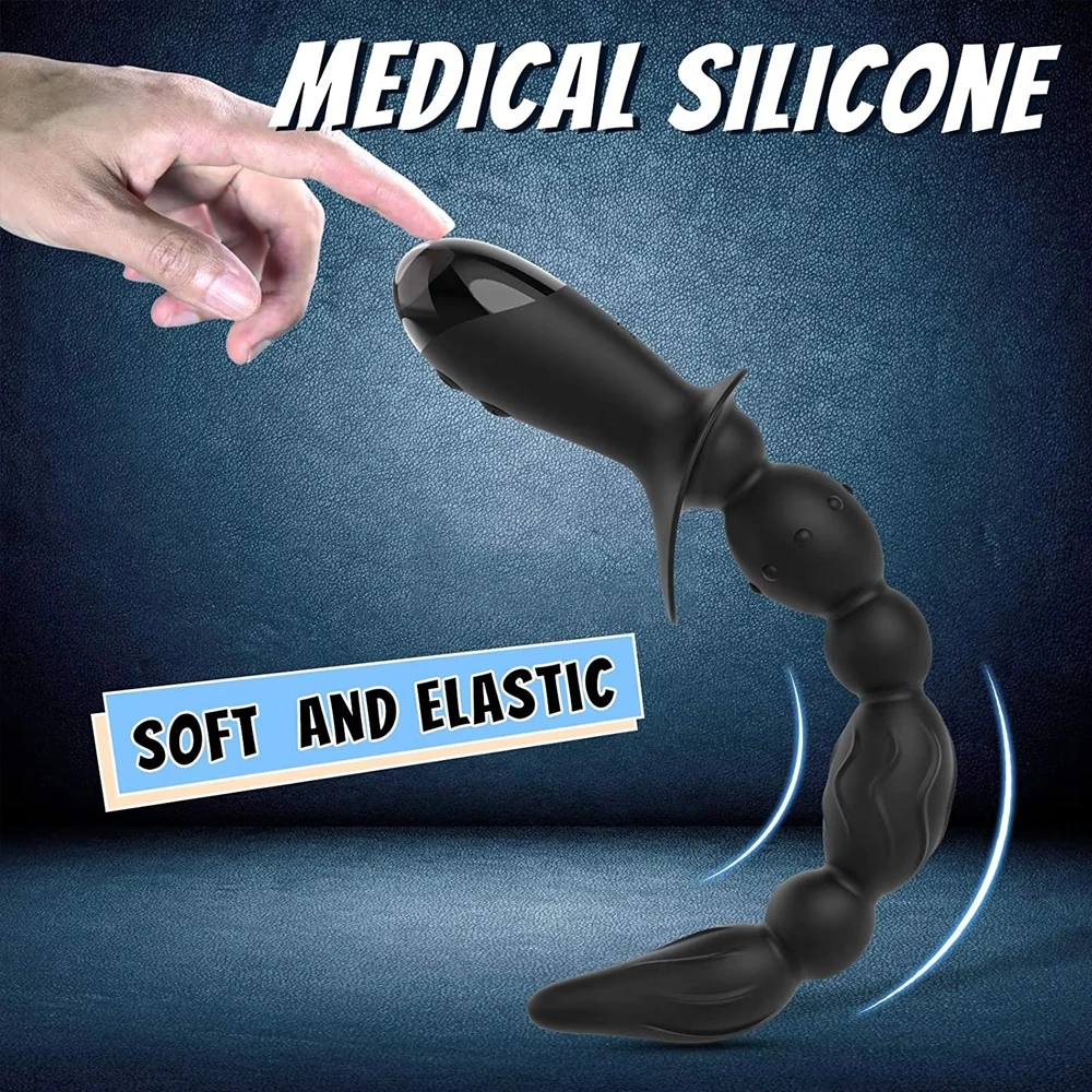 Palline anali vibranti graduate con punta per la prostata, 32cm Graduated Vibrating Anal Beads with Prostate Tip 32cm 2 7 Graduated Vibrating Anal Beads with Prostate Tip 32cm 2