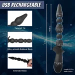 USB rechargeable anal toy with tapered tip and bulbous body for prostate stimulation.