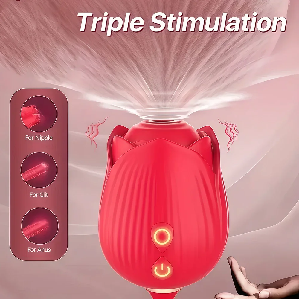 Purple Rose Thrusting Vibrator with Clitoral Suction 11