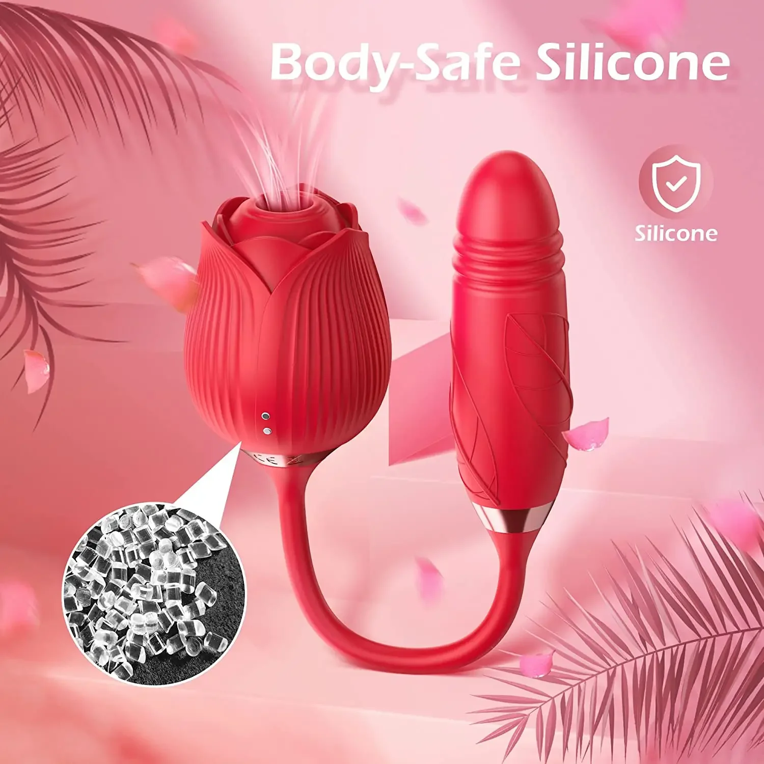 Purple Rose Thrusting Vibrator with Clitoral Suction 16