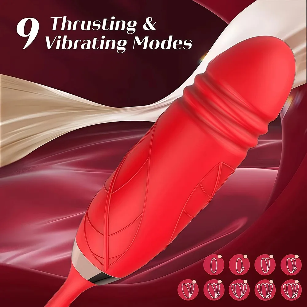 Purple Rose Thrusting Vibrator with Clitoral Suction 18