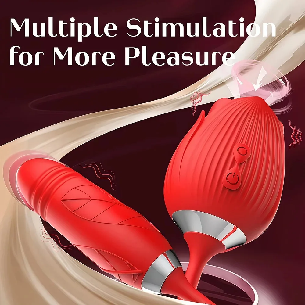 Purple Rose Thrusting Vibrator with Clitoral Suction 19