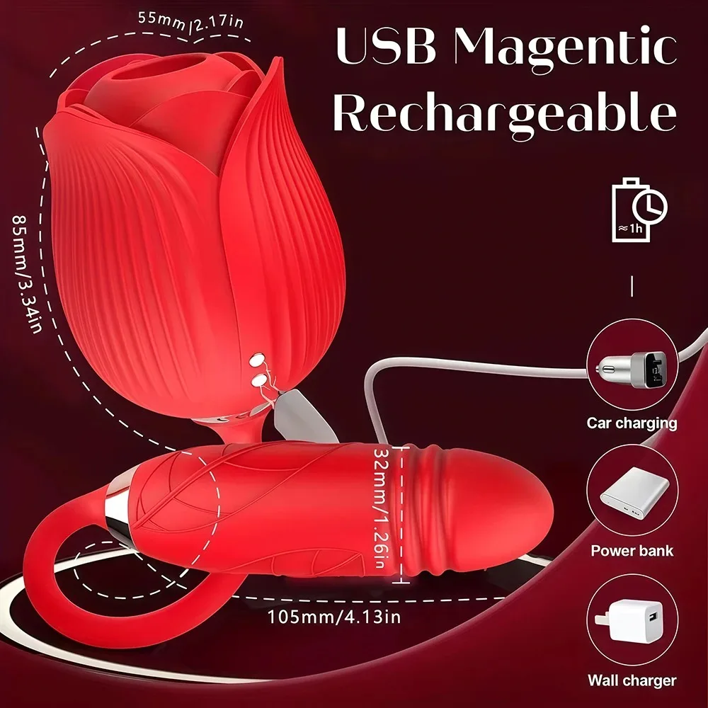 Purple Rose Thrusting Vibrator with Clitoral Suction 22