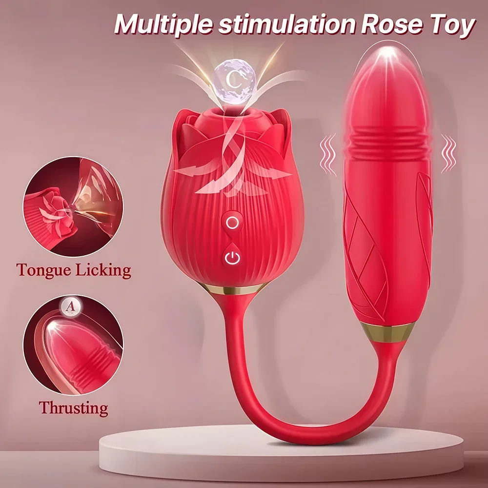 Purple Rose Thrusting Vibrator with Clitoral Suction 24