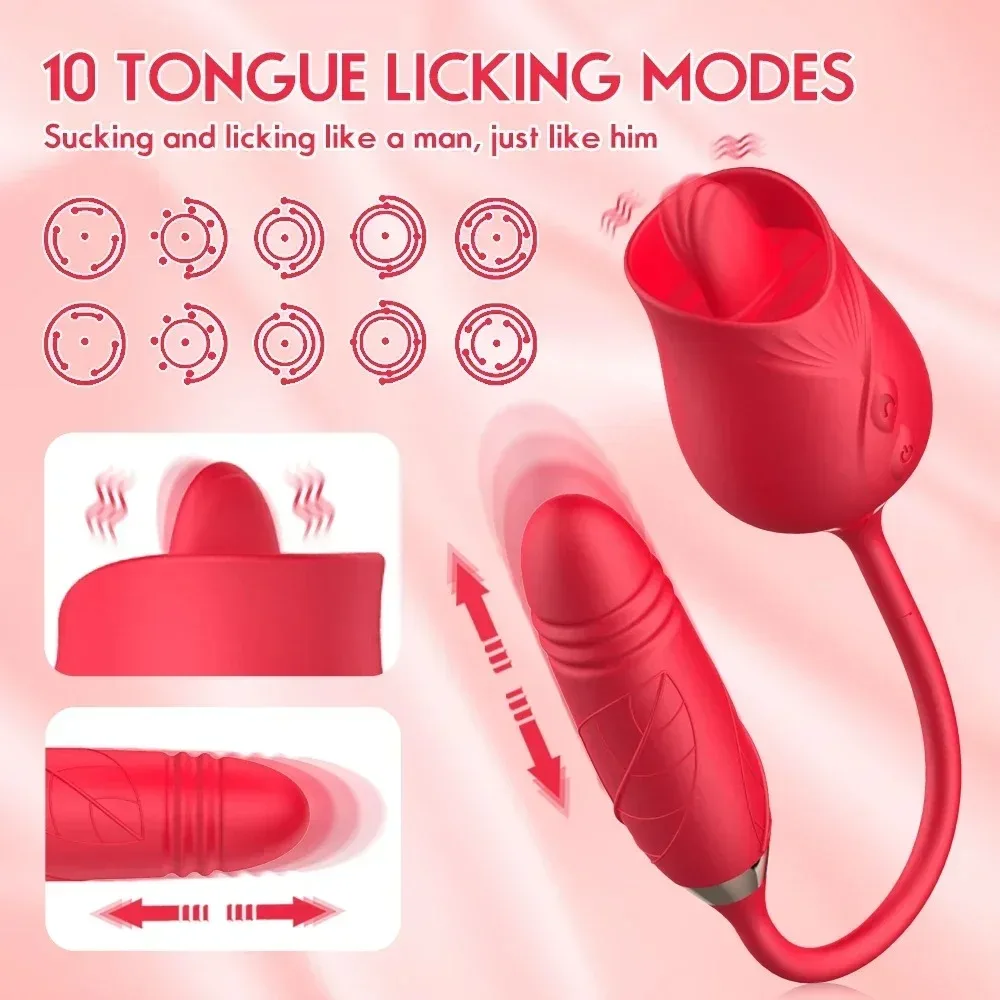 Purple Rose Thrusting Vibrator with Clitoral Suction 25