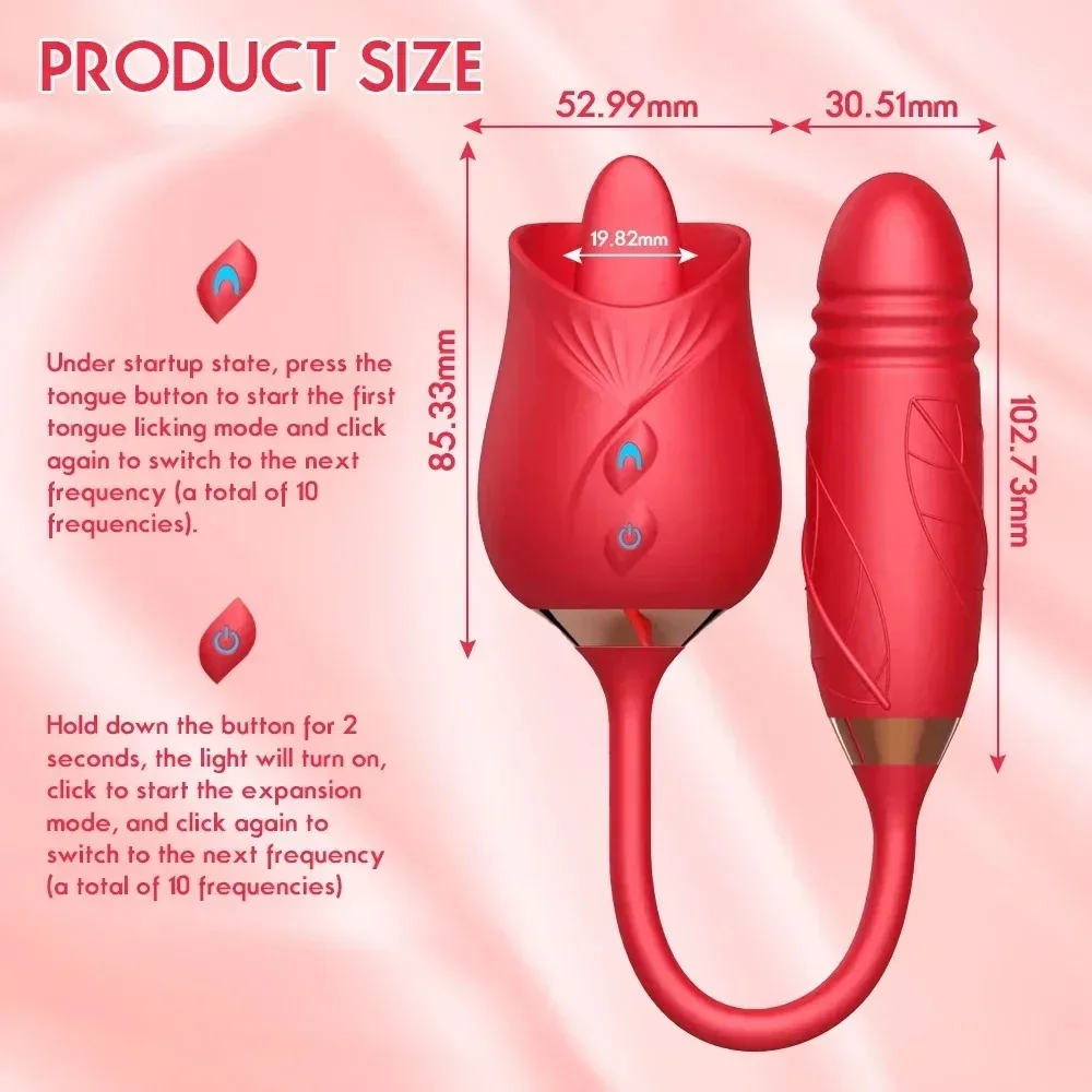 Purple Rose Thrusting Vibrator with Clitoral Suction 26