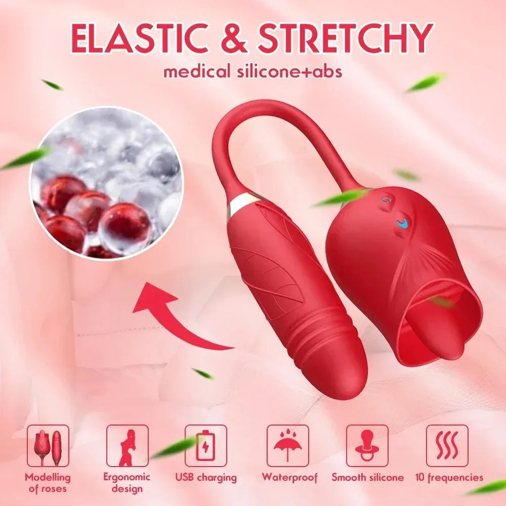 Purple Rose Thrusting Vibrator with Clitoral Suction 27