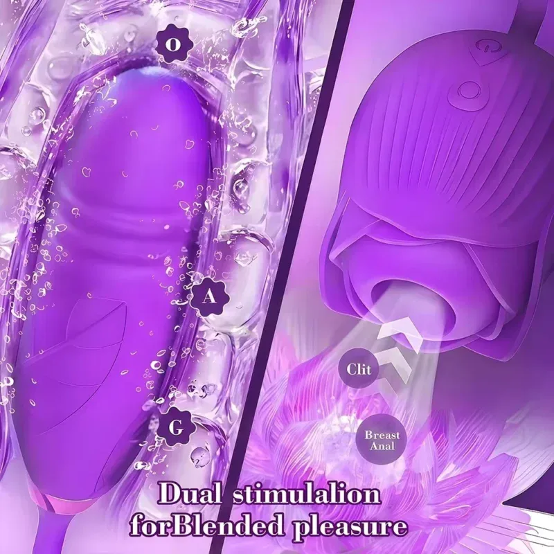 Purple MK Sex Toy with dual stimulation features and clitoral suction.