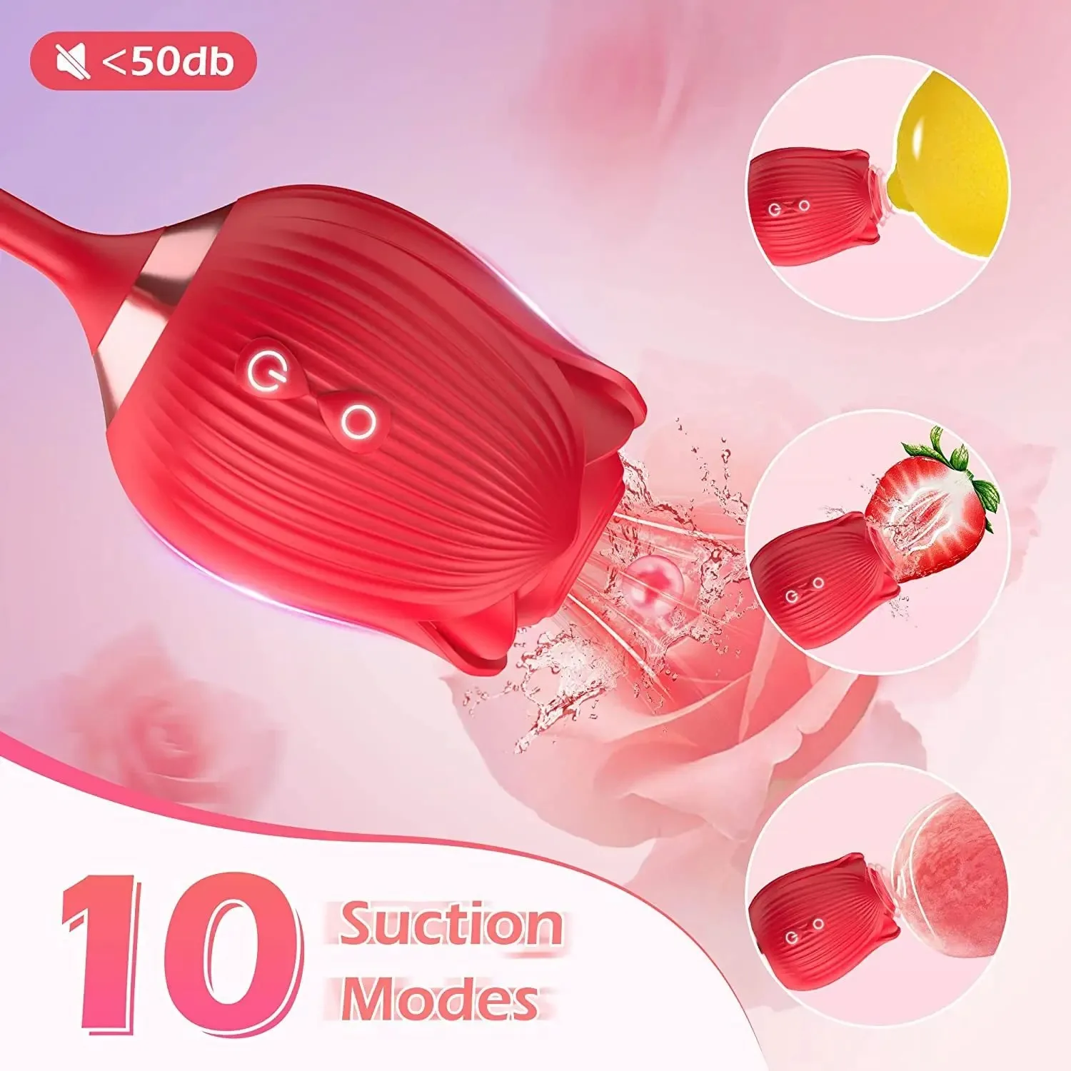 Purple Rose Thrusting Vibrator with Clitoral Suction 6