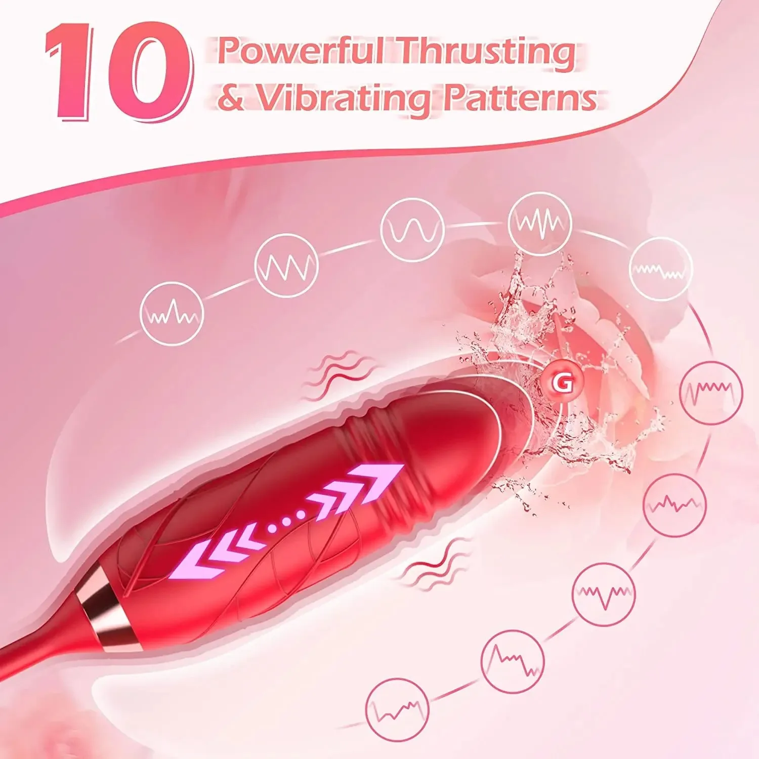 Purple Rose Thrusting Vibrator with Clitoral Suction 7