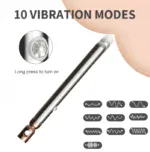 Stainless steel vibrator with 10 vibration modes and IPX6 waterproof rating.
